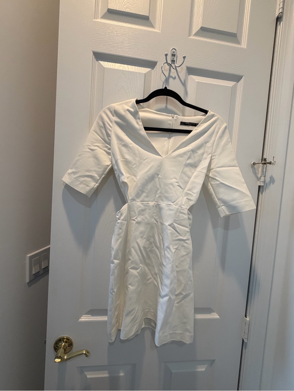 Zara White V-Neck Mini Dress